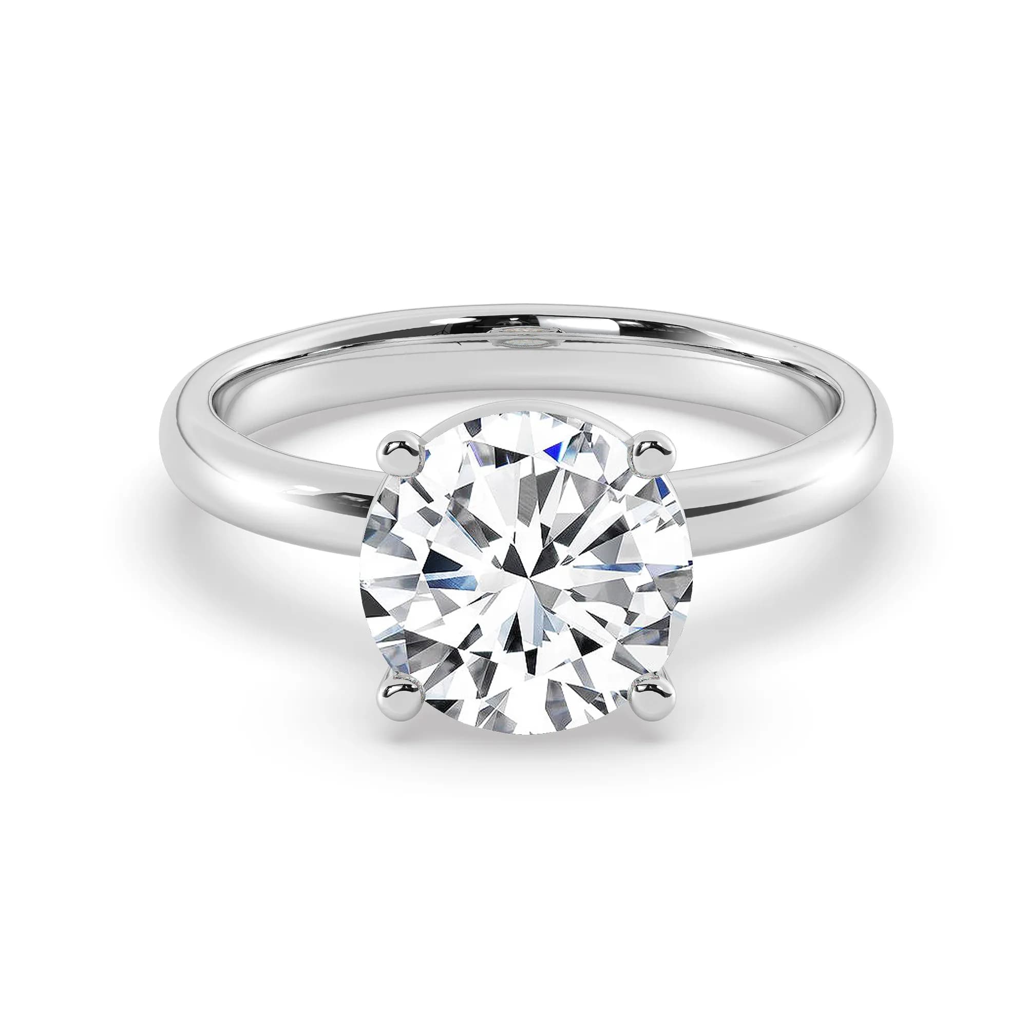 Lab Grown Engagement Ring in White Gold (Round)
