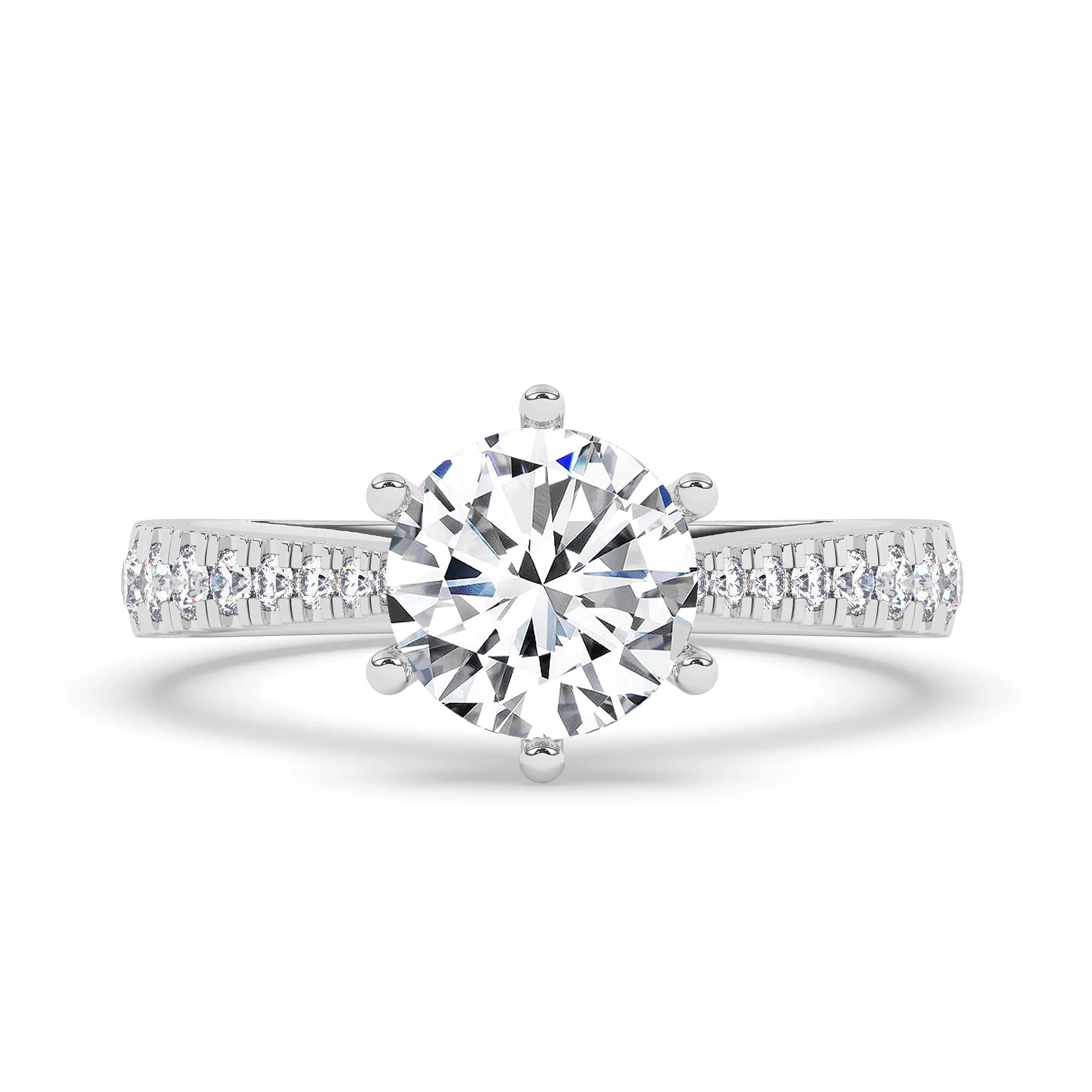 Lab Grown Engagement Ring in White Gold (Round)