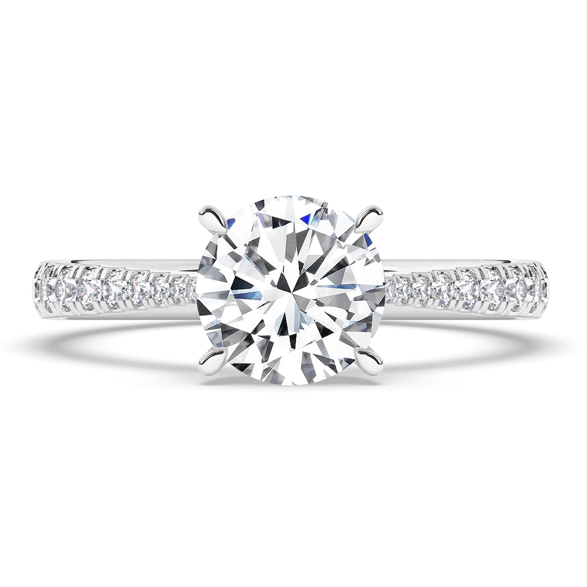 Lab Grown Engagement Ring in White Gold (Round)