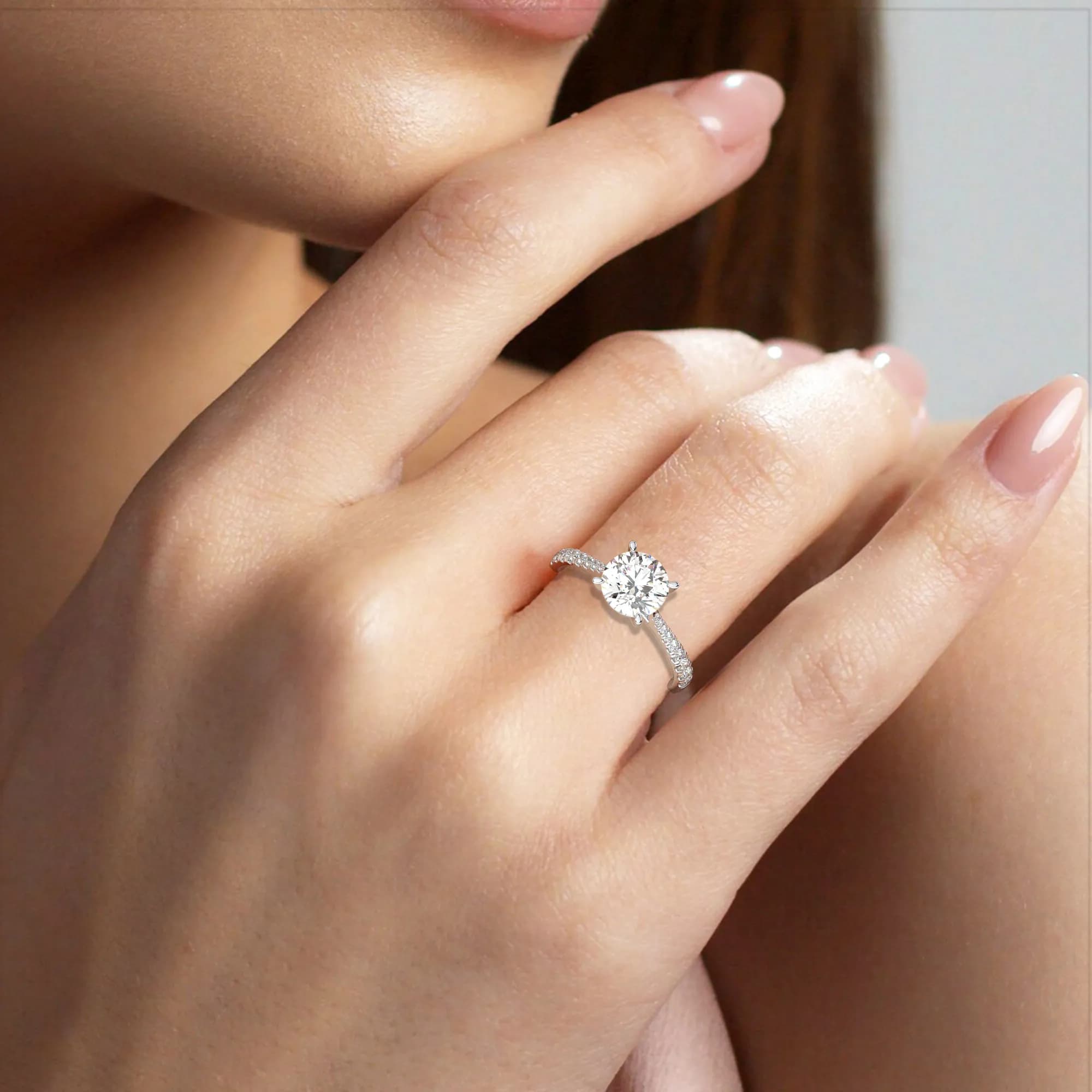 Lab Grown Engagement Ring in White Gold (Round)