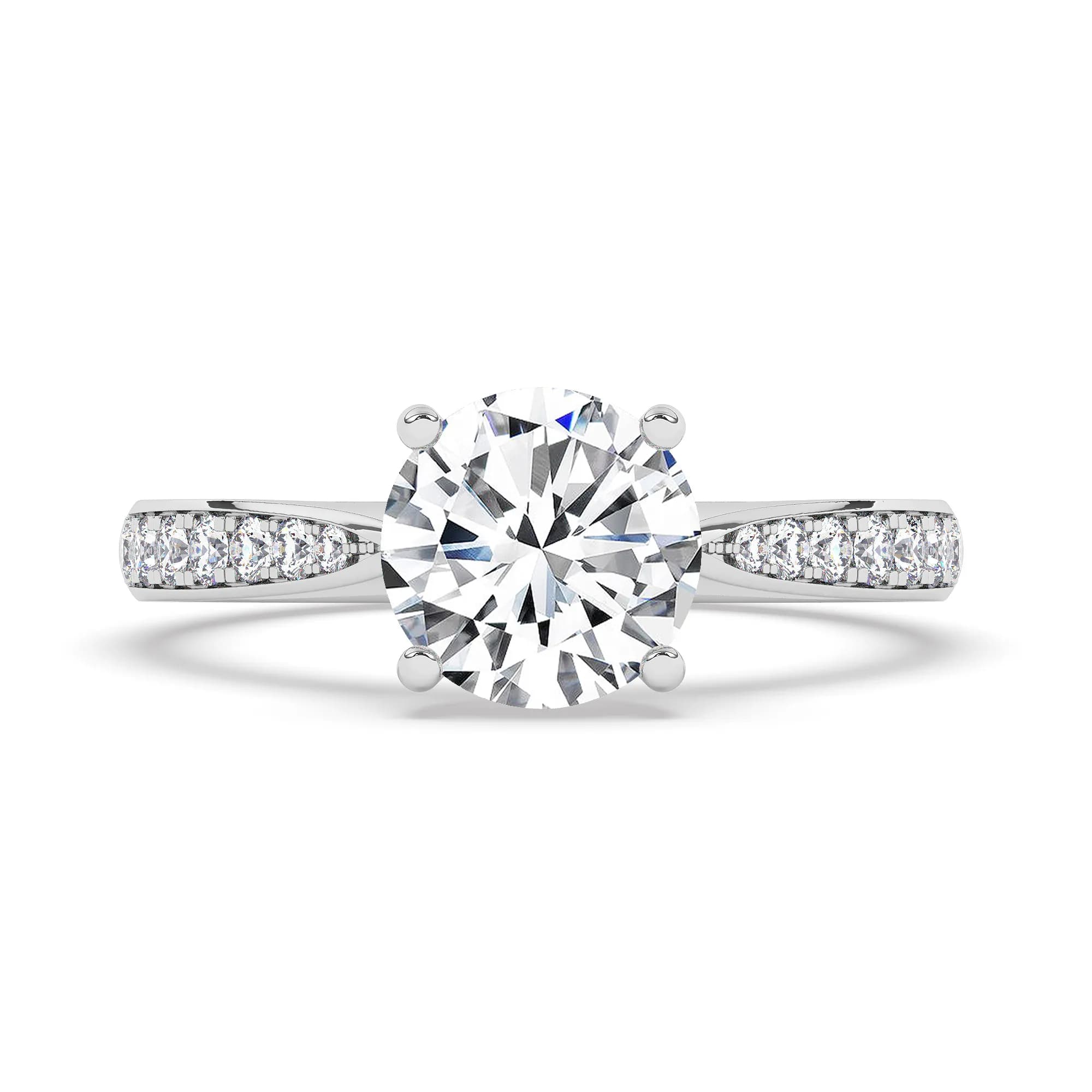 Lab Grown Engagement Ring in White Gold (Round)