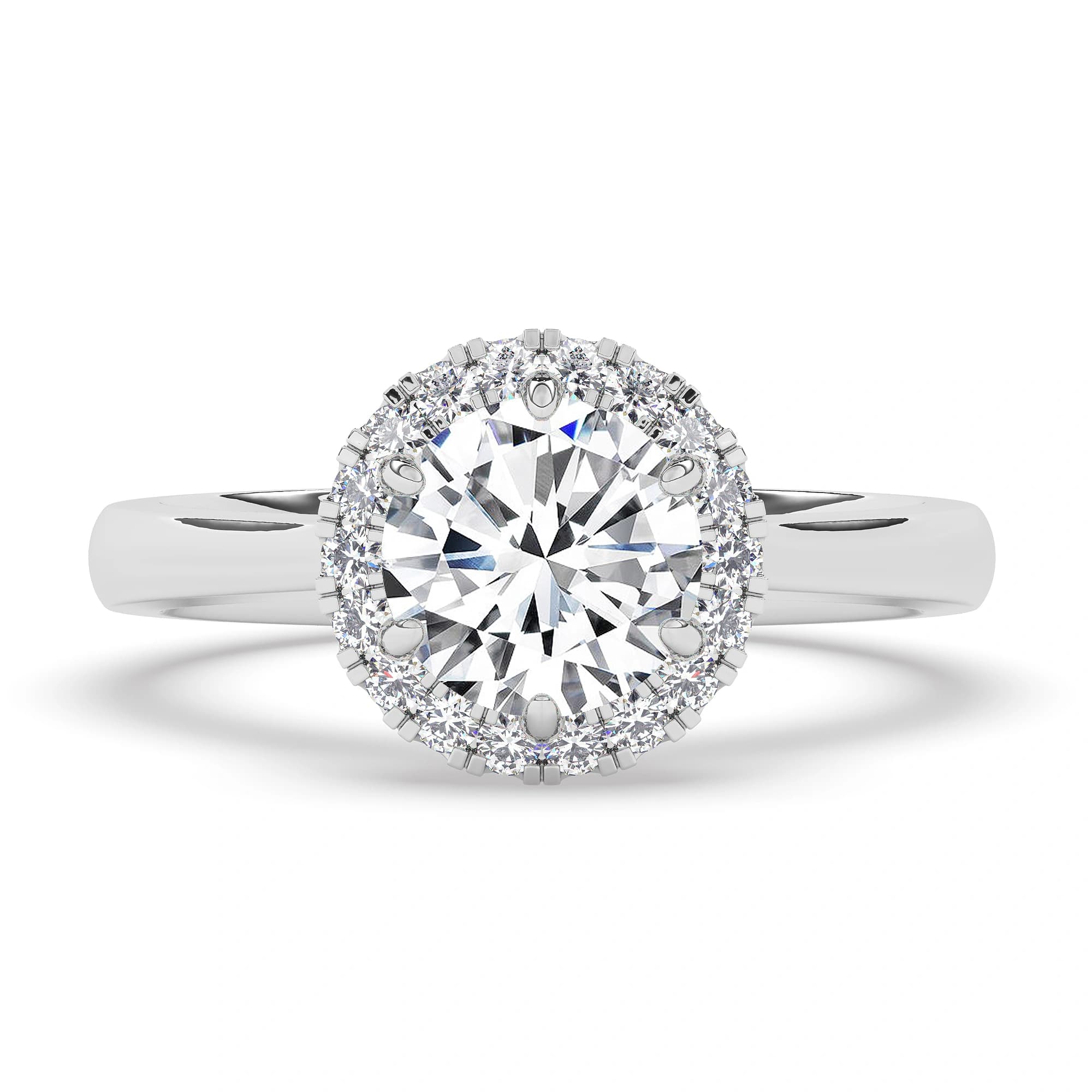 Lab Grown Engagement Ring in White Gold (Round)