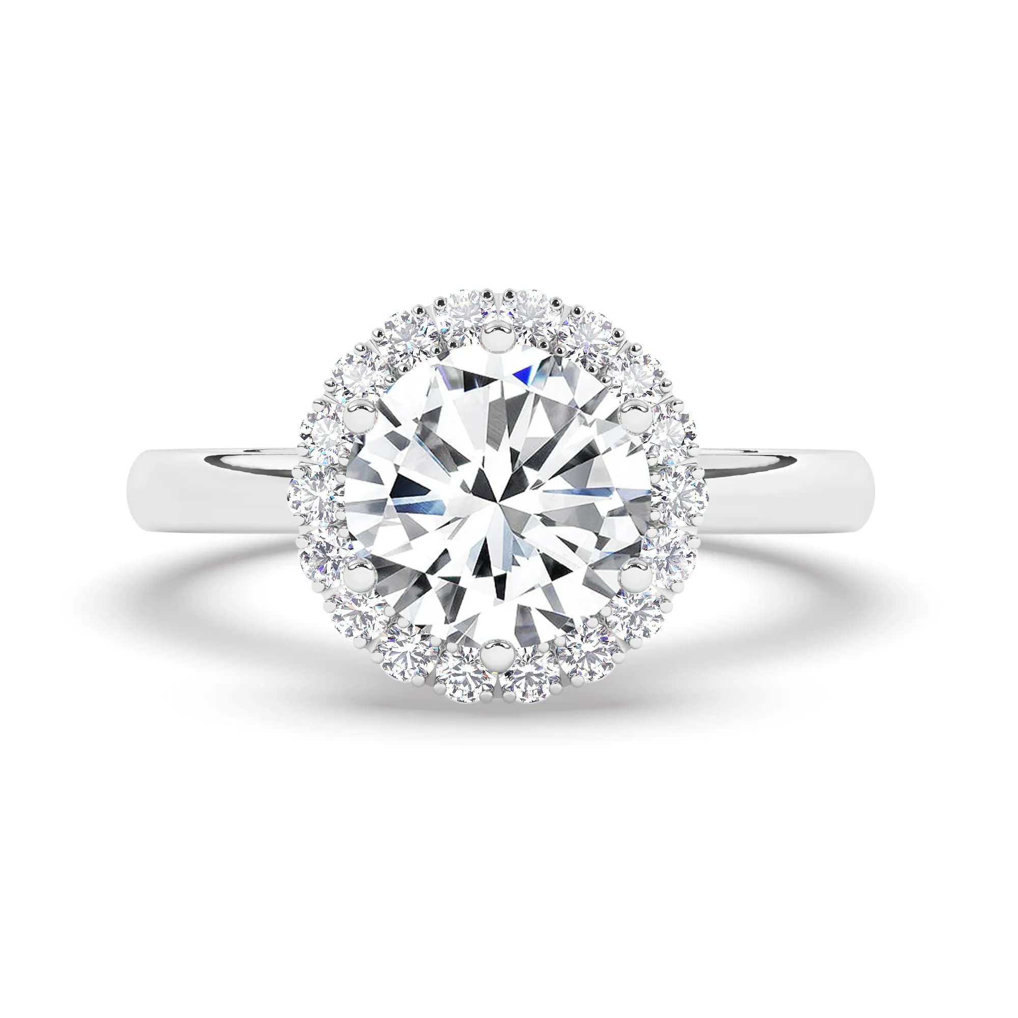 Lab Grown Engagement Ring in White Gold (Round)
