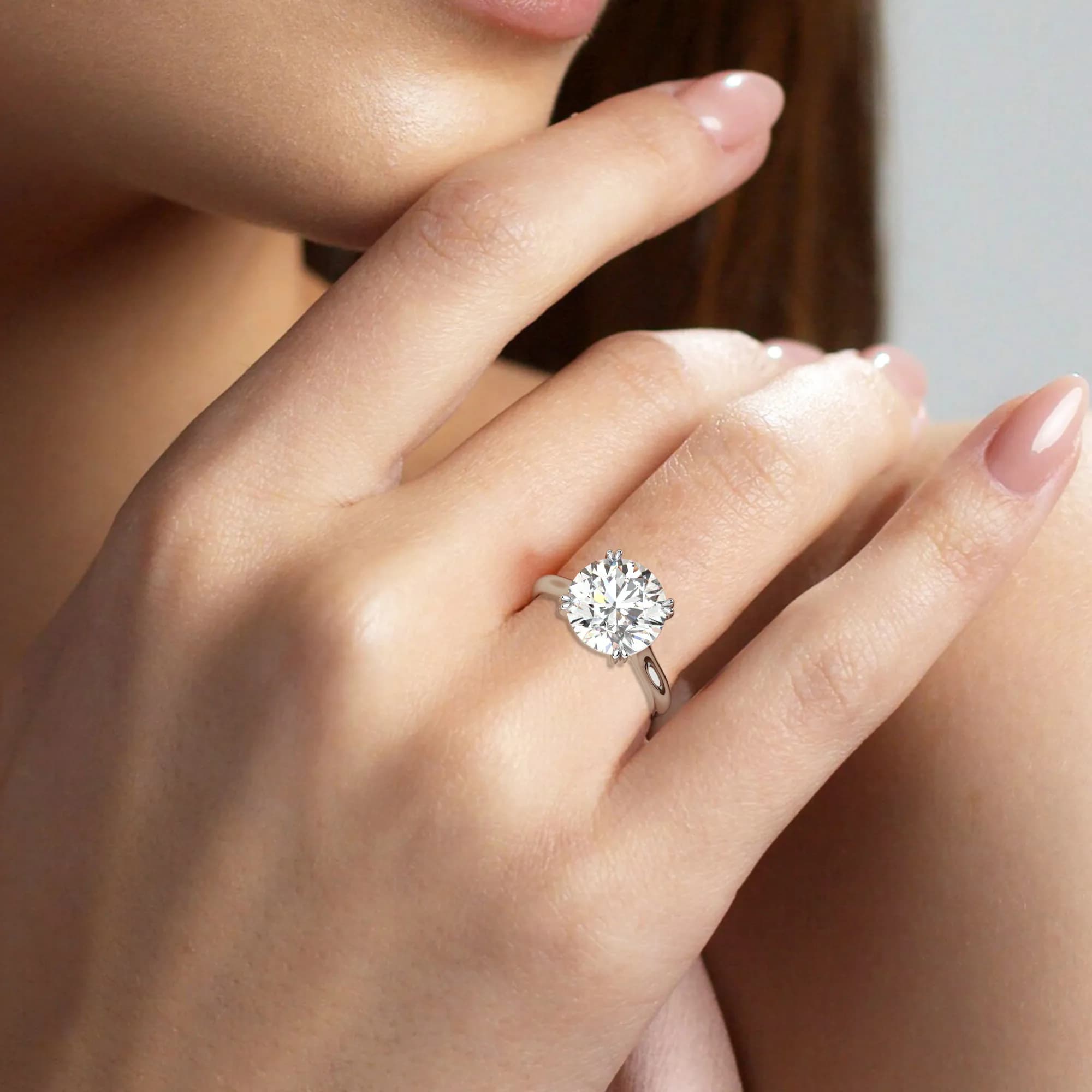 Lab Grown Engagement Ring in White Gold (Round)